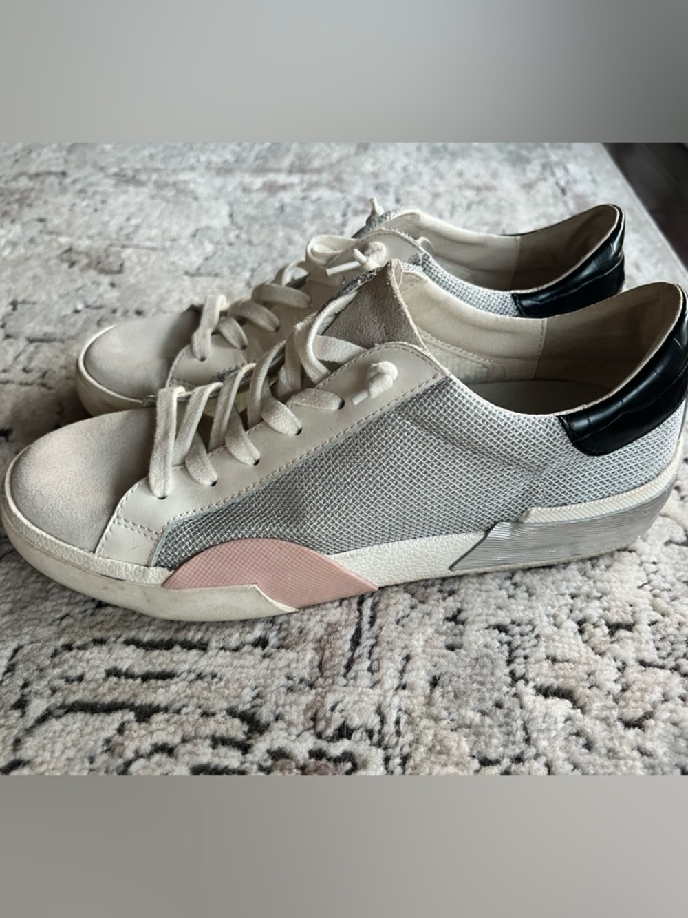 Dolce Vita Cream, Pink & Black Mesh Low-Top Sneakers
